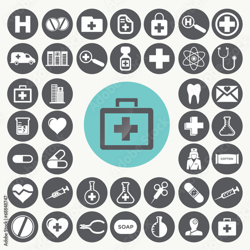 Medical and Healthcare icons set. Illustration eps10