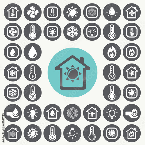 Heating and Cooling icons set. Illustration eps10