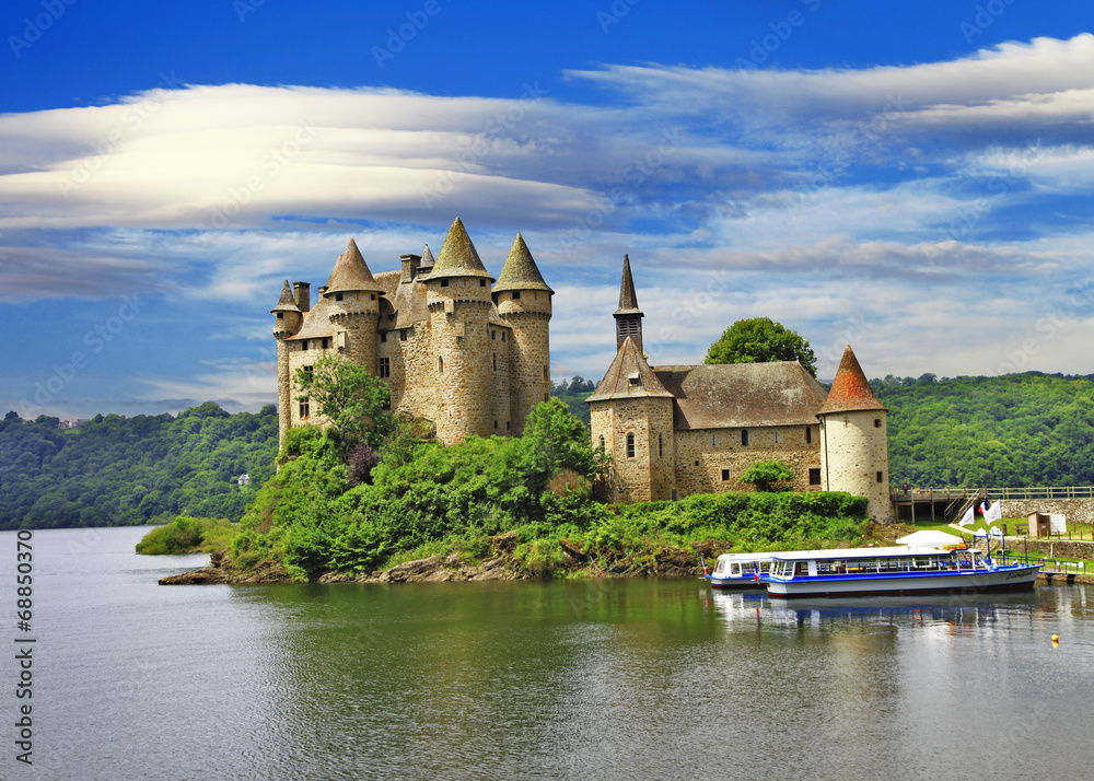 beautiful fairy castle in lake - Chateau de Val, France