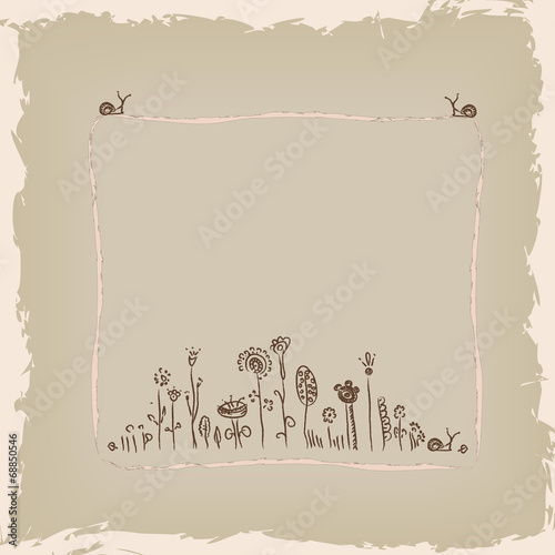 Vector floral frame. Floral background. Vintage illustration