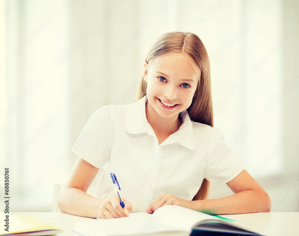student girl studying at school student girl studying at school