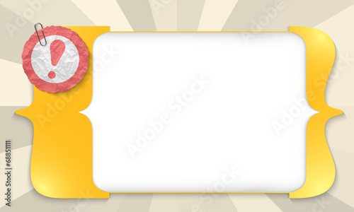yellow square brackets for entering any text with exclamation ma