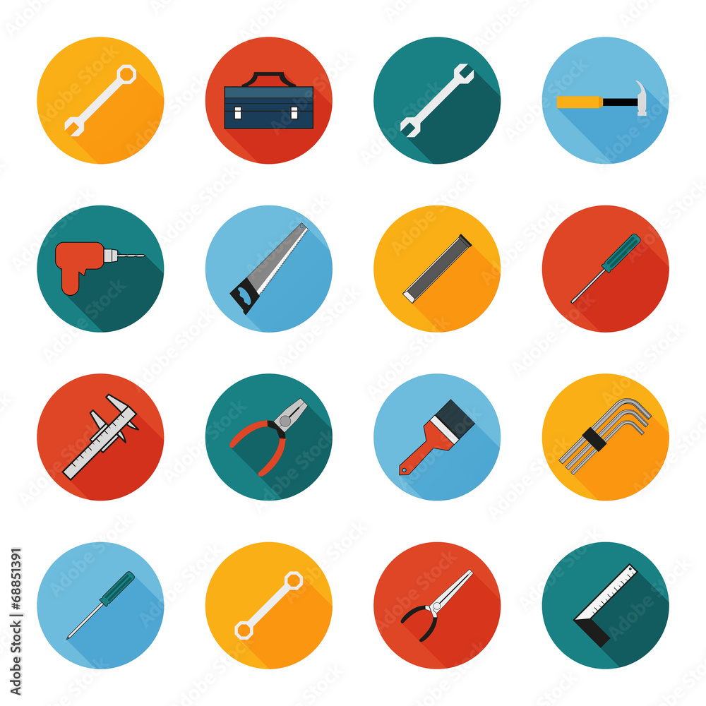 Construction working tools icons set Construction working tools icons set