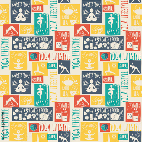 Yoga lifestyle seamless pattern