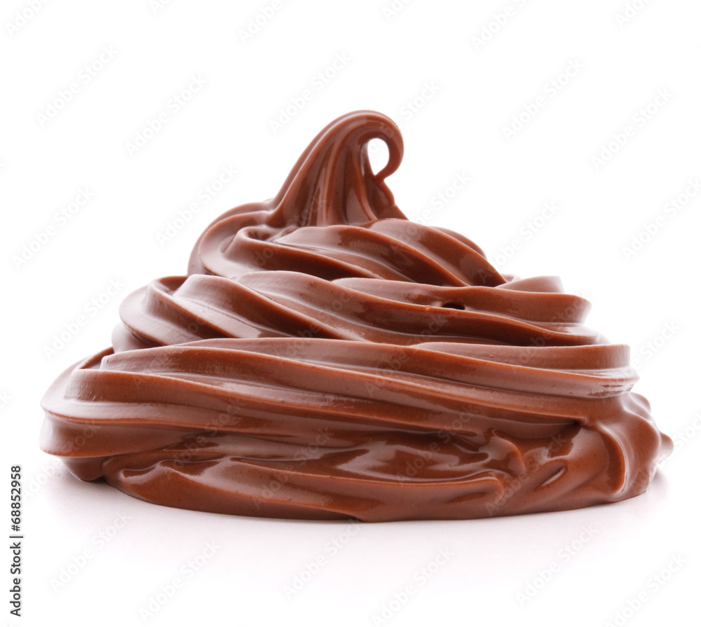 Chocolate cream swirl isolated on white background cutout Chocolate cream swirl isolated on white background cutout