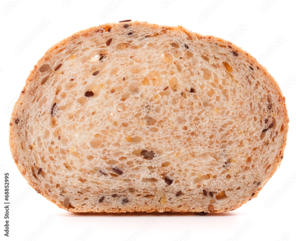 Slice of fresh white grained bread isolated on white background Slice of fresh white grained bread isolated on white background