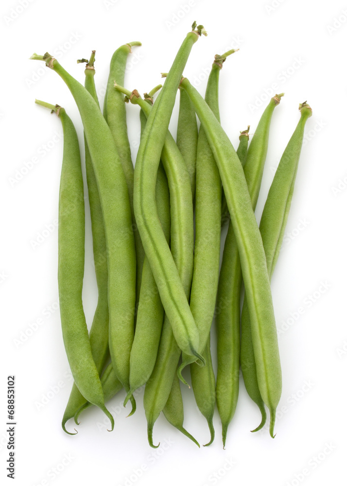 Green beans handful isolated on white background cutout Green beans handful isolated on white background cutout