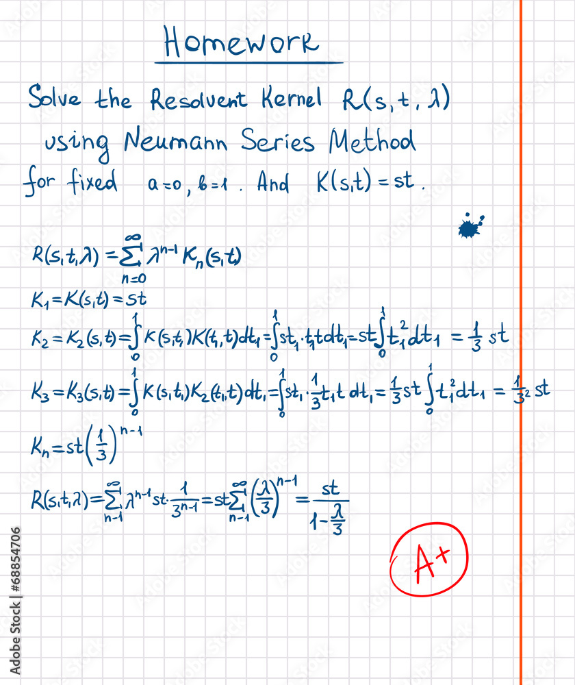 Resolvent kernel using Neumann Series method hand drawn on Resolvent kernel using Neumann Series method hand drawn on