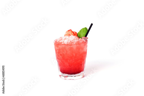 red strawberry cocktail with mint