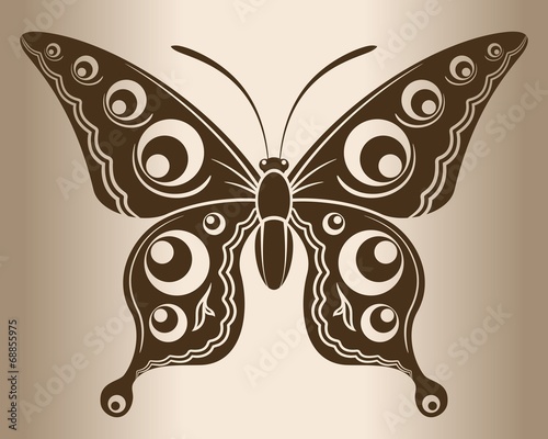 Monochrome butterfly. Decorative pattern of a butterfly.