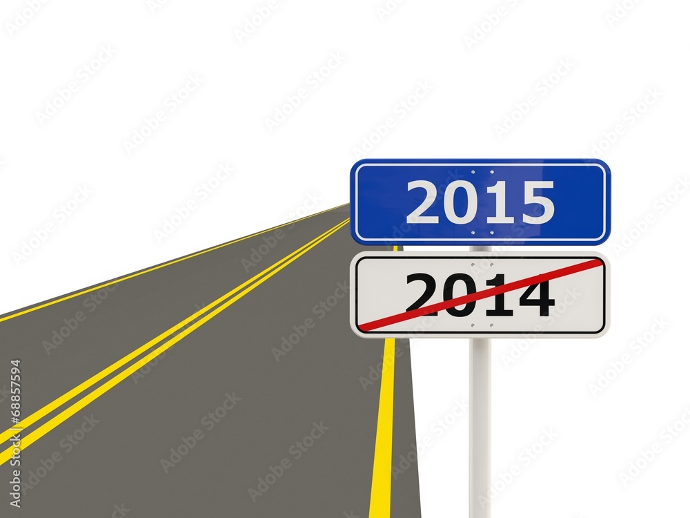 2015 New Year road sign