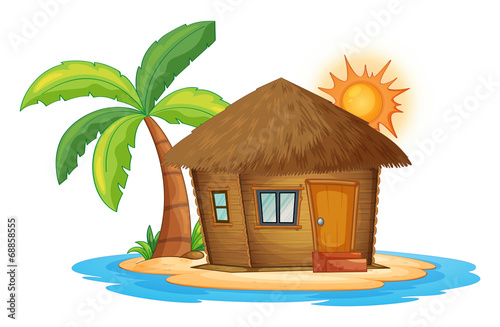 A small nipa hut in the island