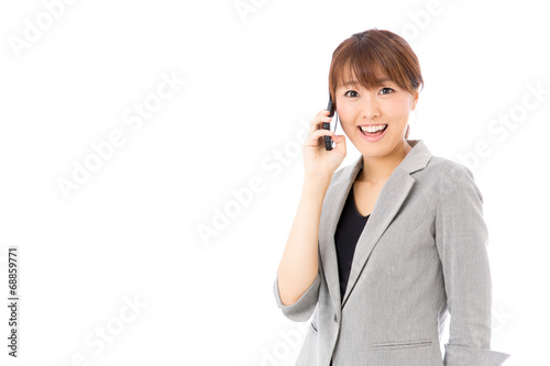 asian businesswoman on white background