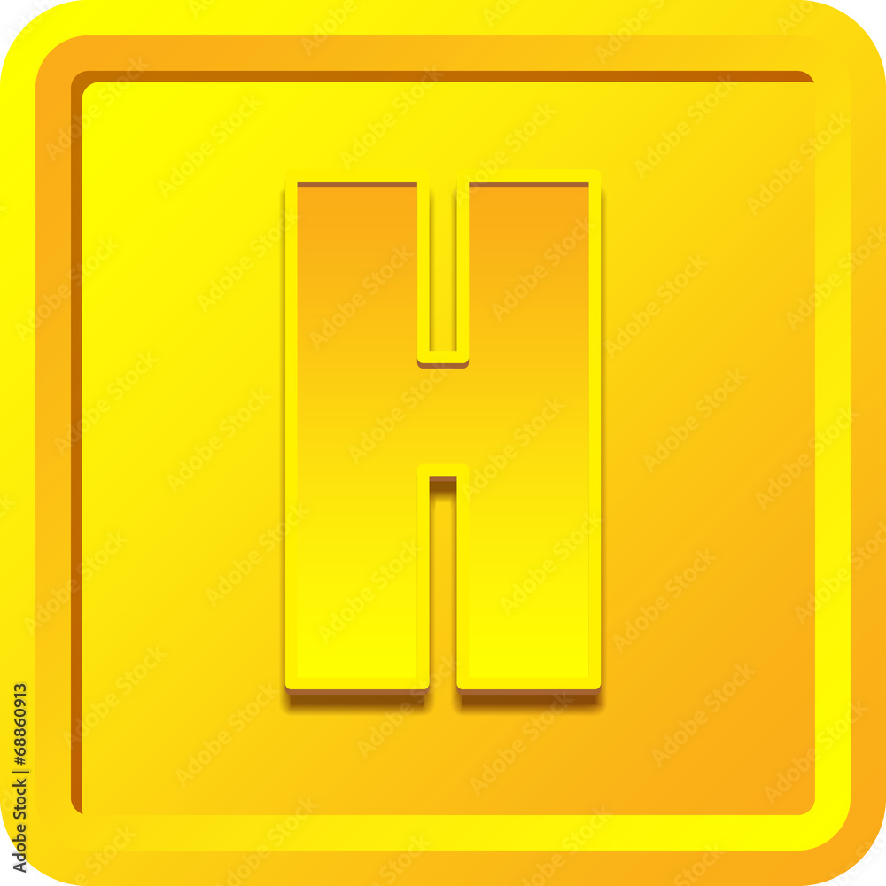 H in gold Color on a Frame background. H in gold Color on a Frame background.