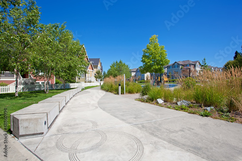 Walkway and playground. Residential complex