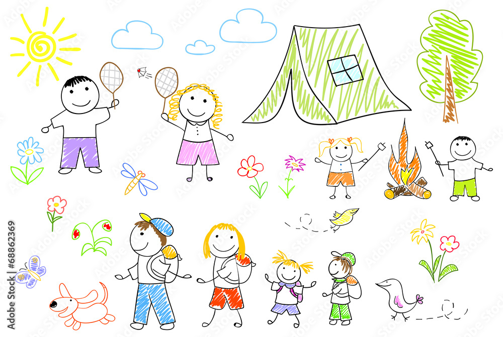 Happy family in camping Happy family in camping