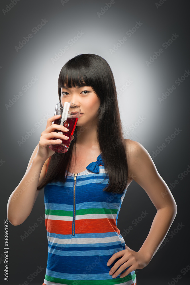 Asian woman and juice Asian woman and juice