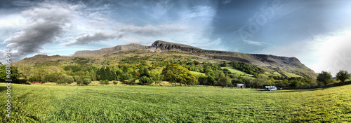 Stunning welsh mountains under a cloudy blue sky