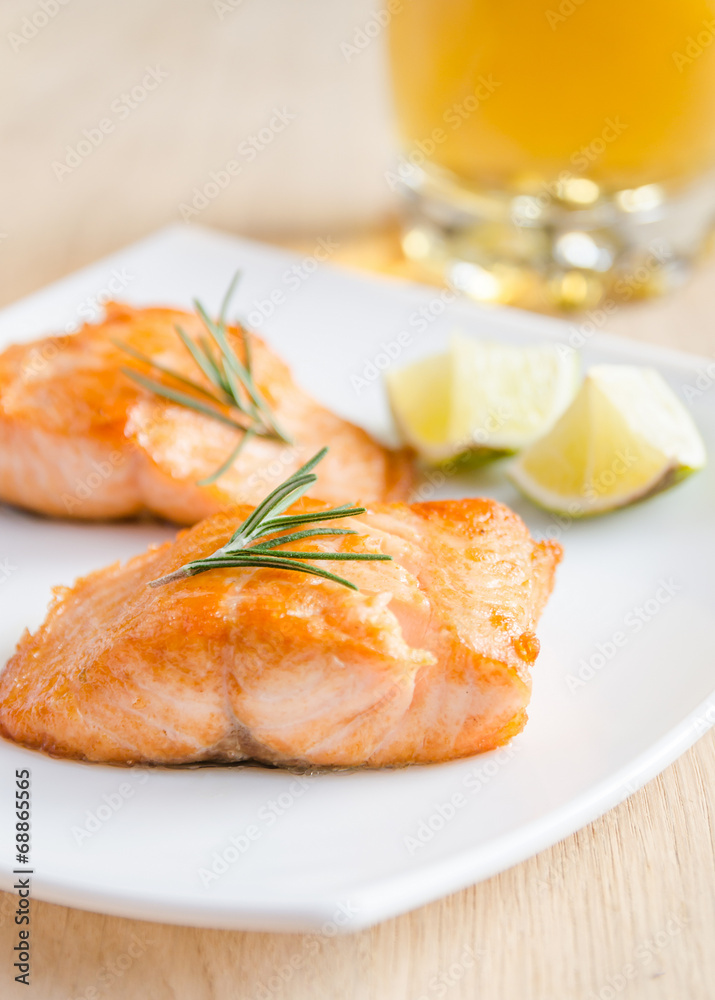 Roasted salmon steak Roasted salmon steak