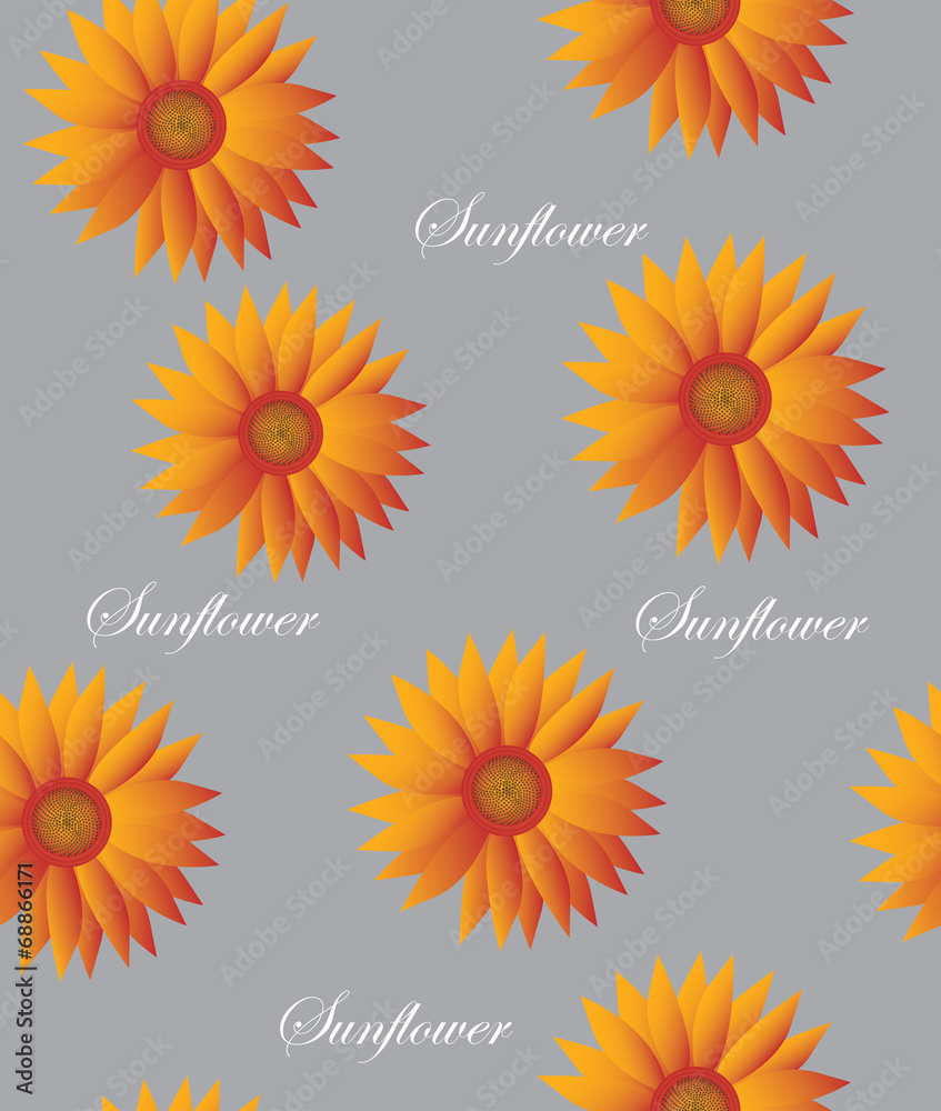 Seamless pattern of sunflowers on grey background Seamless pattern of sunflowers on grey background