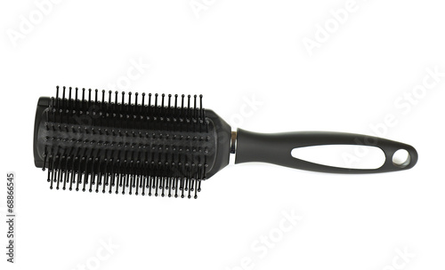 Black Hairbrush on White Background