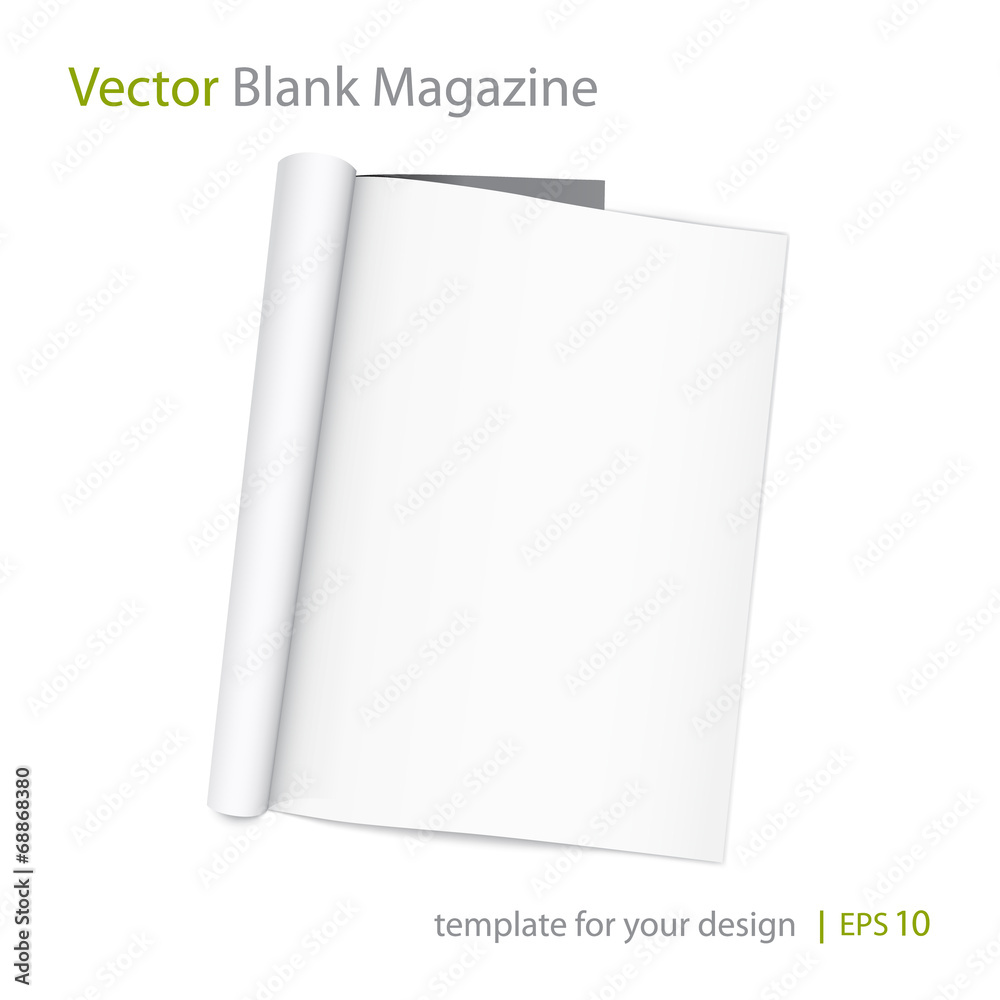 Vector blank page of magazine on white background. Vector blank page of magazine on white background.
