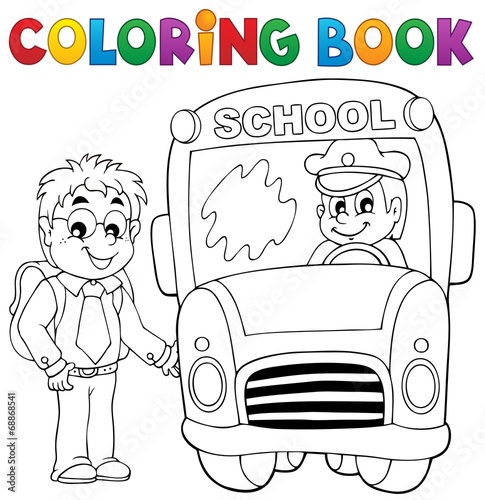 Coloring book school bus theme 4