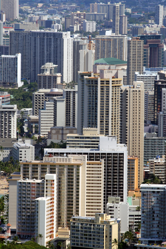 Obraz premium Plaża Waikiki, Honolulu, Oahu, Hawaje.