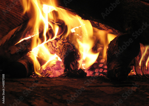 Hot burning fireplace