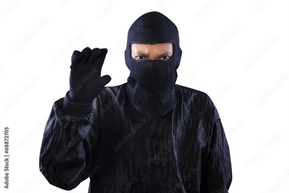 Bandit showing hand to take something Bandit showing hand to take something