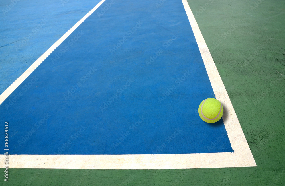 Tennis ball on court grass play game background