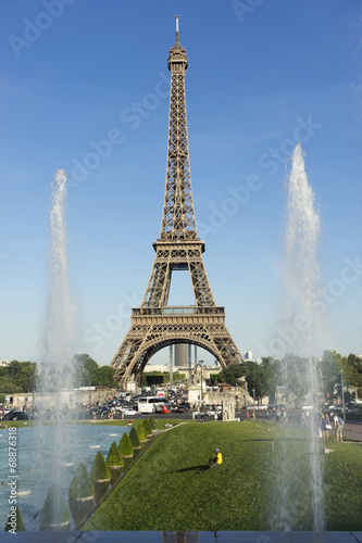 Streets of Paris with Eiffel Tower