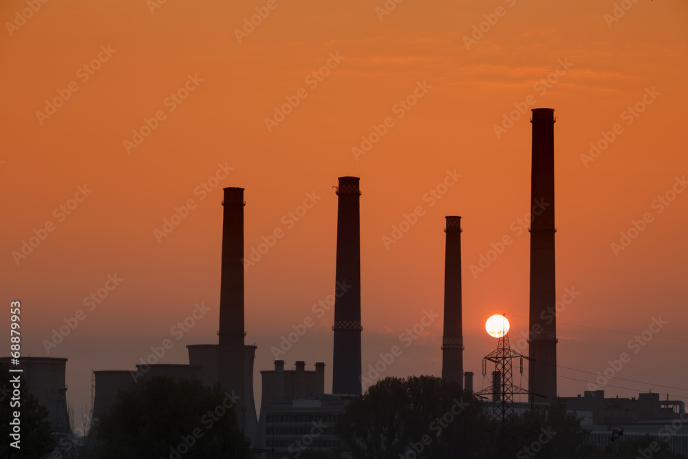 Sunrise scenic of power plant