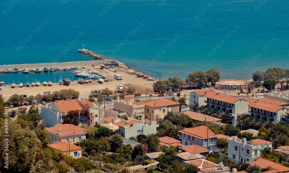Karlovasi coast and marina, Samos, Greece.