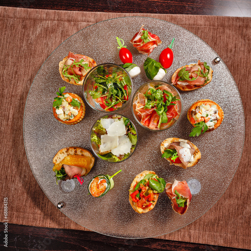 Restaurant food canapes appetizers