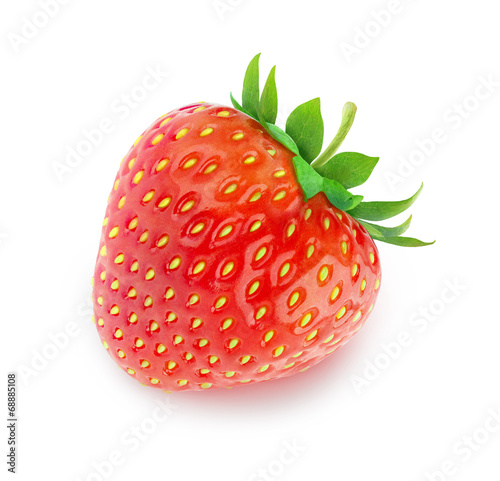 Isolated strawberry. Single strawberry over white background
