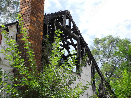 Burned roof