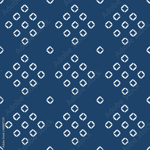 Hand drawn seamless indigo folk pattern