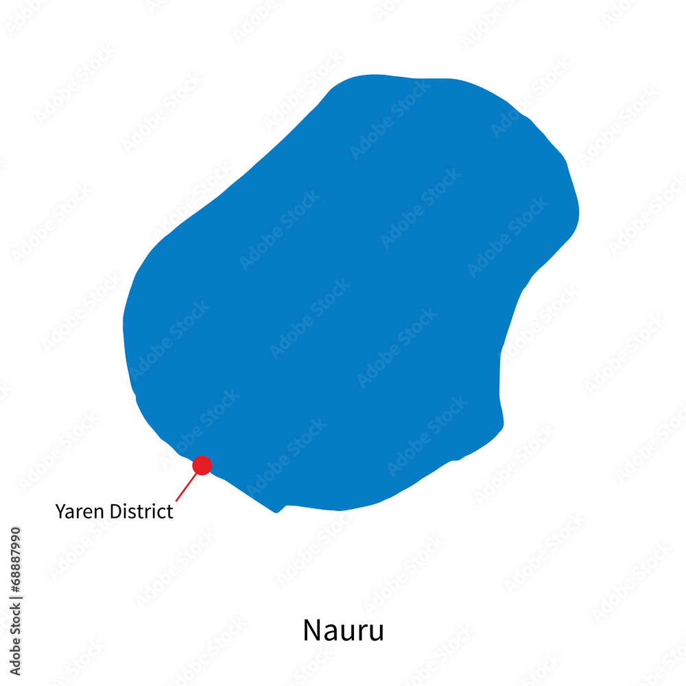 Detailed vector map of Nauru and capital city Yaren District