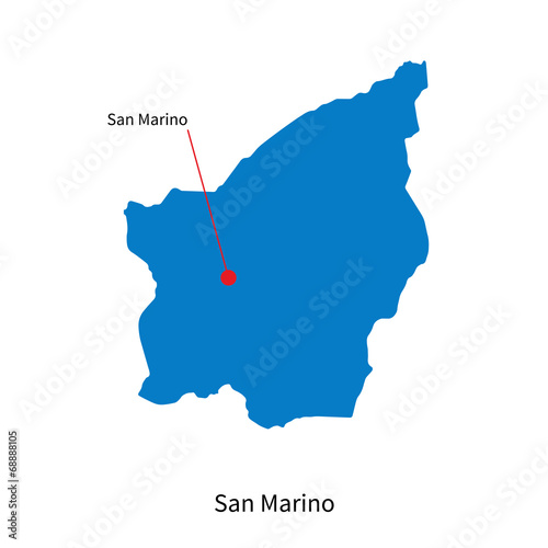 Detailed vector map of San Marino and capital city San Marino