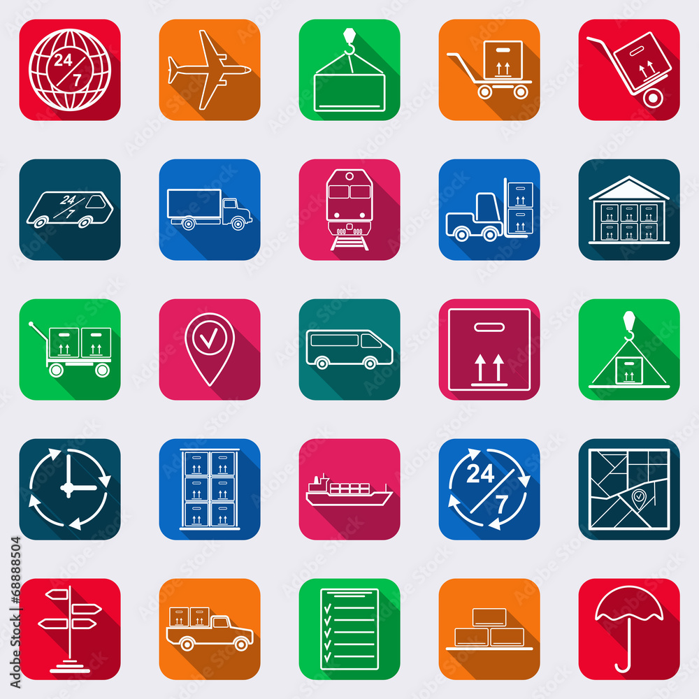 Logistics flat vector icons Logistics flat vector icons