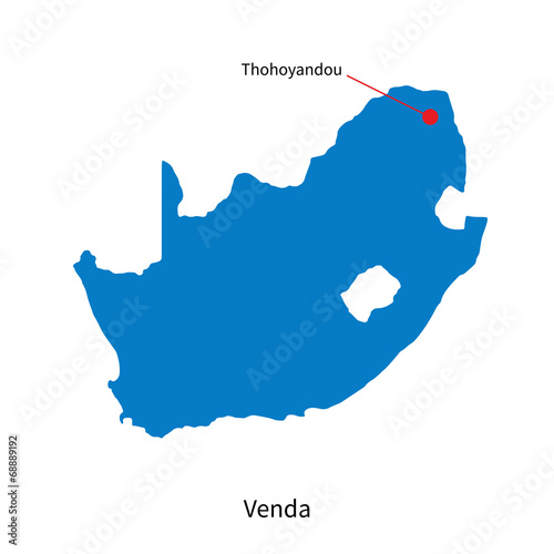 Detailed vector map of Venda and capital city Thohoyandou photo