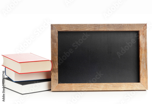 Blackboard with books