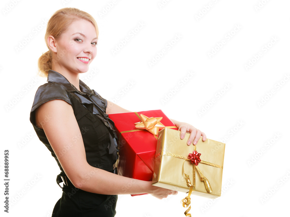 holidays love happiness concept - girl with gift boxes holidays love happiness concept - girl with gift boxes