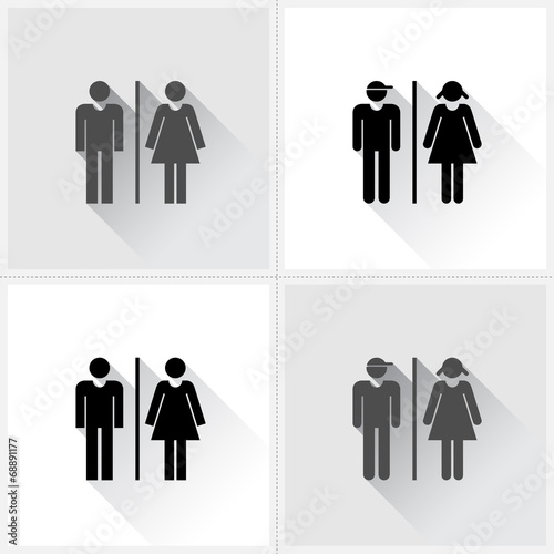 Toilet icons - set of modern toilet or restroom icons