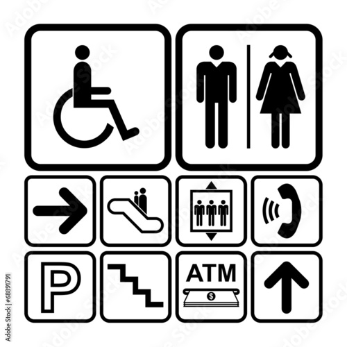 Public service sign icon set on white background