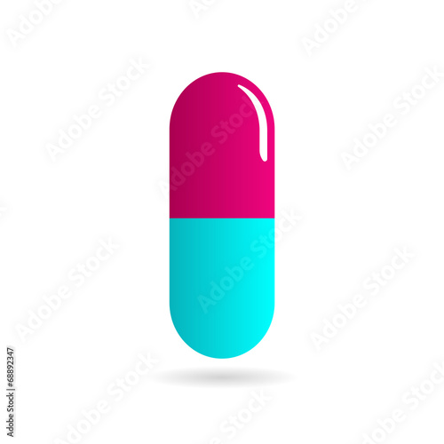 Medicine - pill or capsule vector icon on white background