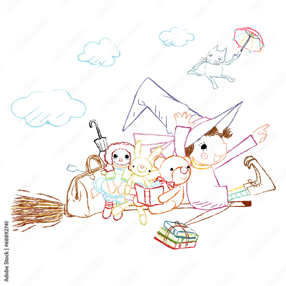 Fototapeta premium little wizard and friends