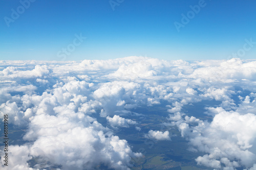 above view of white clouds in blue sky