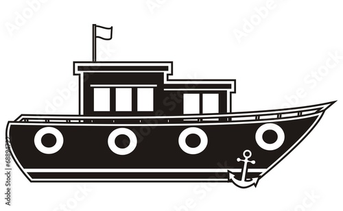 boat - black silhouette